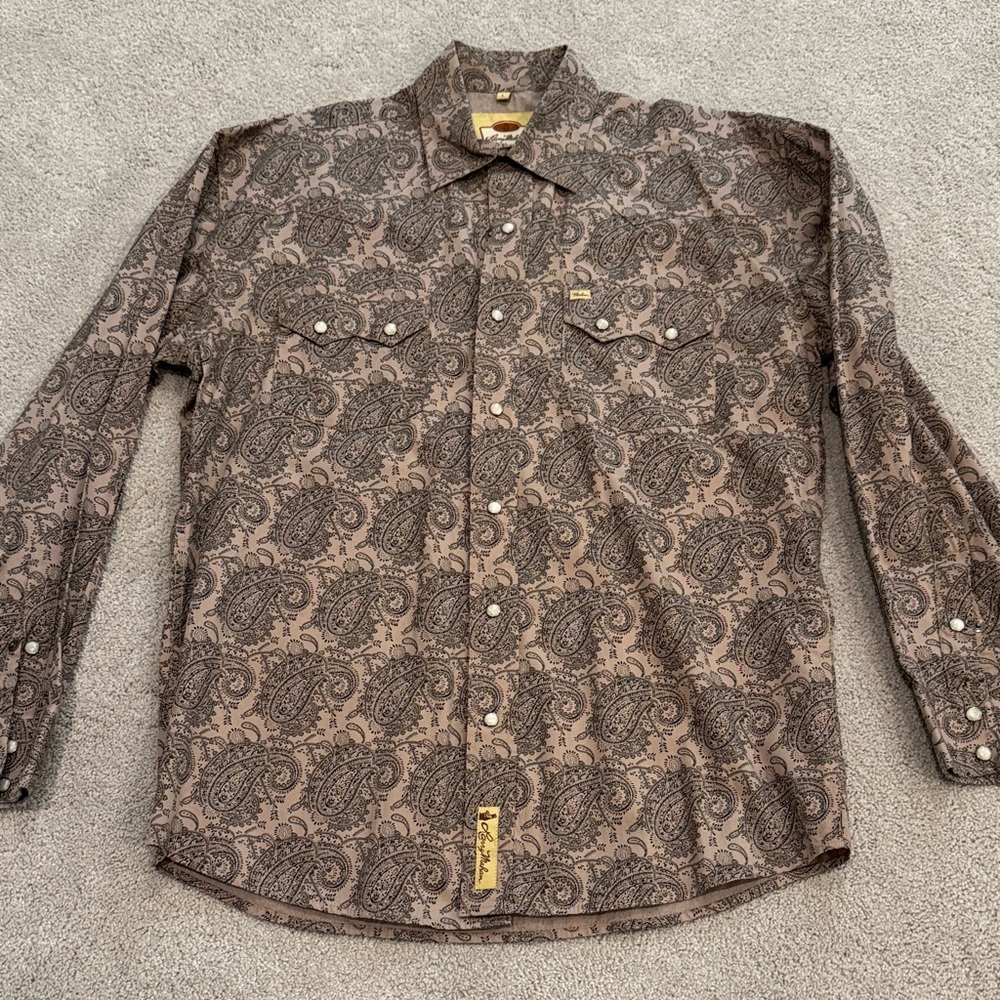 Larry Mahan Brown Paisley Pearl Snap Shirt